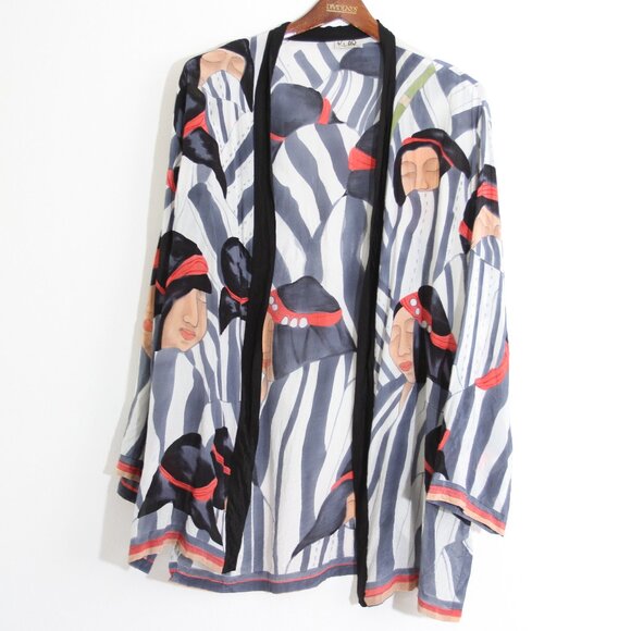 Irene Klar Studio LTD Hand Painted 100% Silk Kimono Cardigan Shawl One Size - Picture 1 of 16